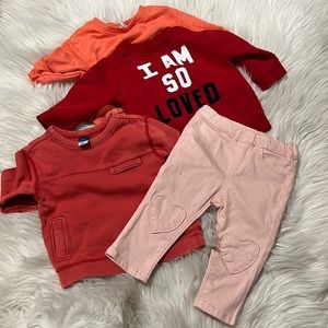 Pre- loved Old Navy sweatshirts and leggings. Size 3-6 months.